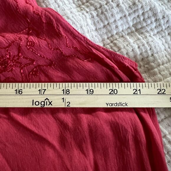 Venice Blue Dress Womens One Size Pink Embroidered Rayon Handkerchief Hem Boho - Picture 12 of 15